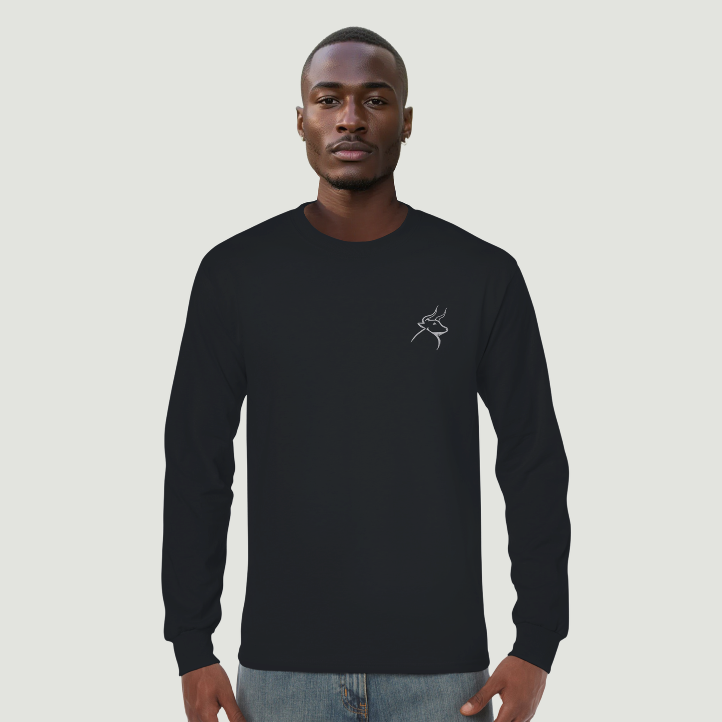 Camiseta De Hombre De Manga Larga – 100 % Algodón Peinado